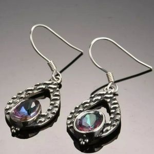 Silver s925 Mystic fire topaz earrings